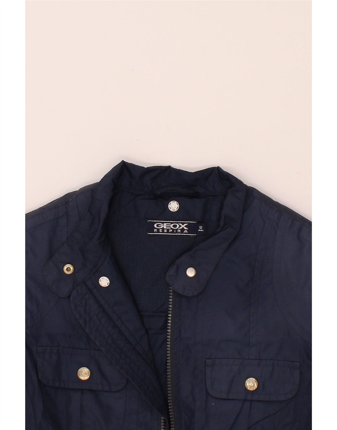 GEOX RESPIRA Womens Utility Jacket UK 12 Medium Navy Blue Polyester Vintage Geox Respira and Second-Hand Geox Respira from Messina Hembry 