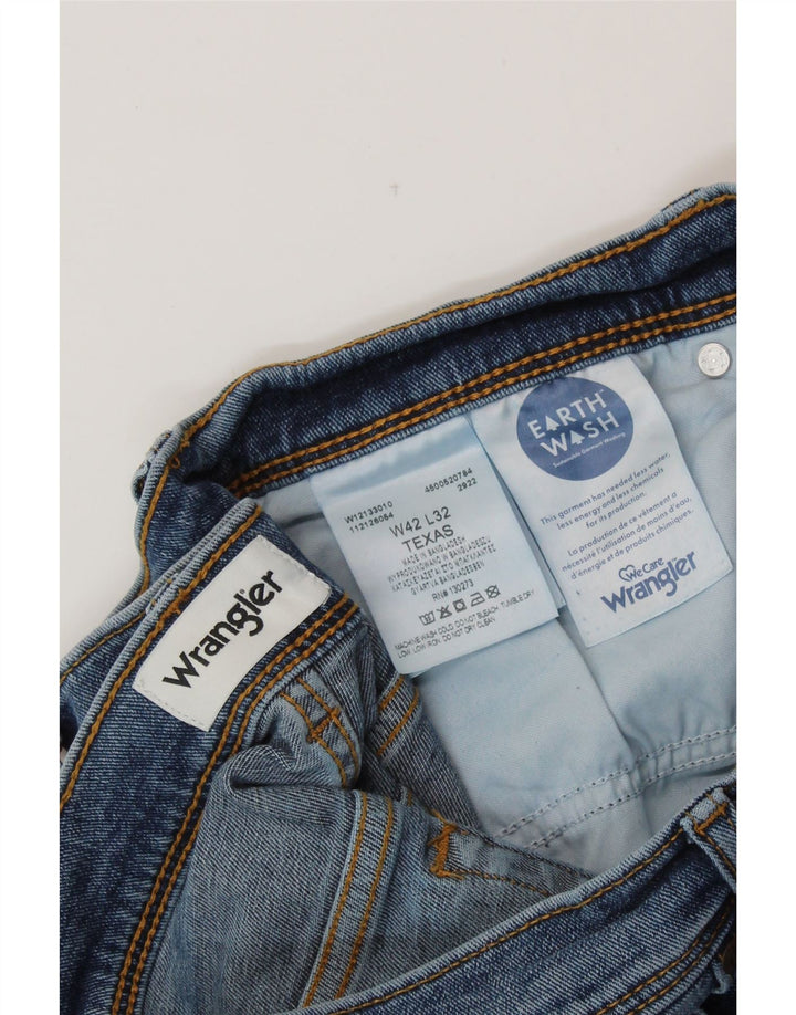 WRANGLER Herre Texas Straight Jeans W42 L32 Blå Bomuld