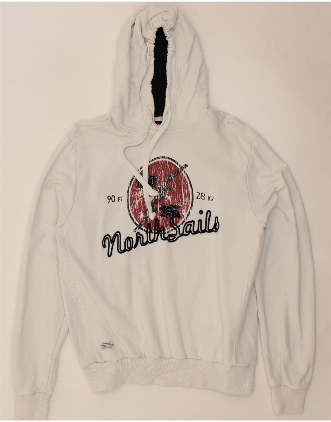 NORTH SAILS Mens Graphic Hoodie Jumper Large White Cotton Vintage North Sails and Second-Hand North Sails from Messina Hembry 