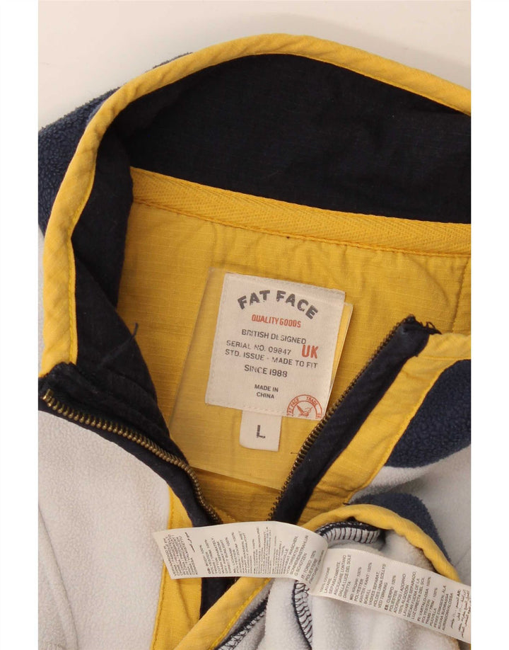 Fat Face Herre fleecejakke UK 40 Large Navy Blue Colourblock Polyester