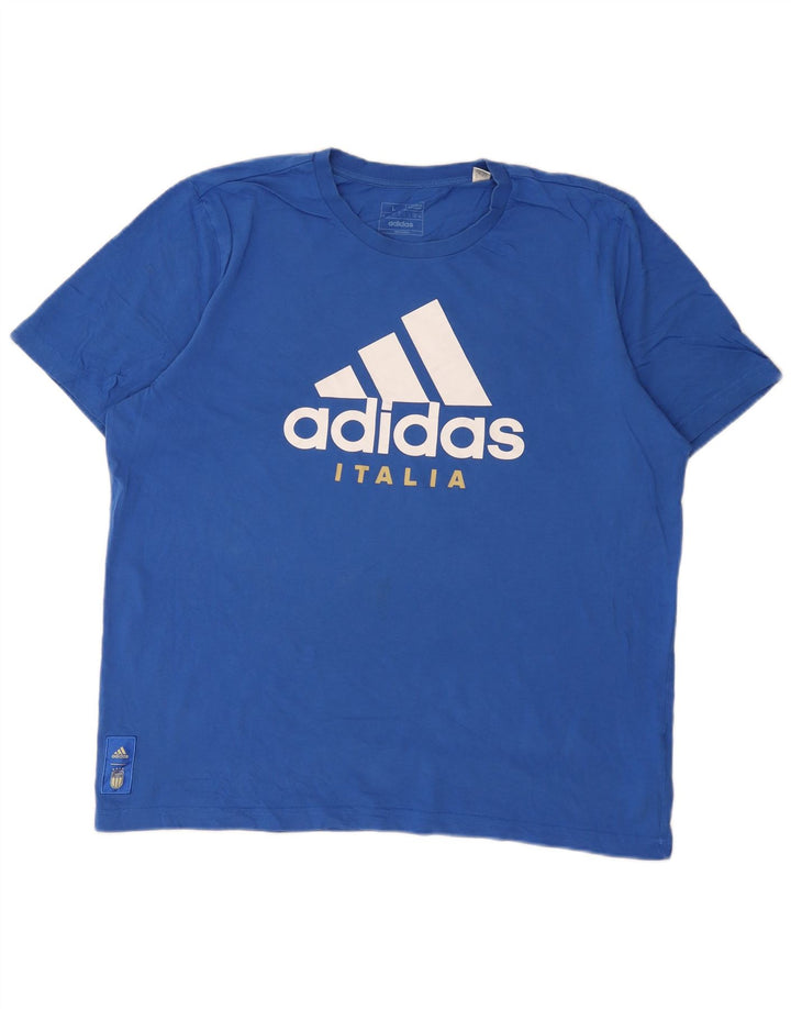 ADIDAS Herre Regular Fit Grafisk T-Shirt Top Stor Blå Bomuld