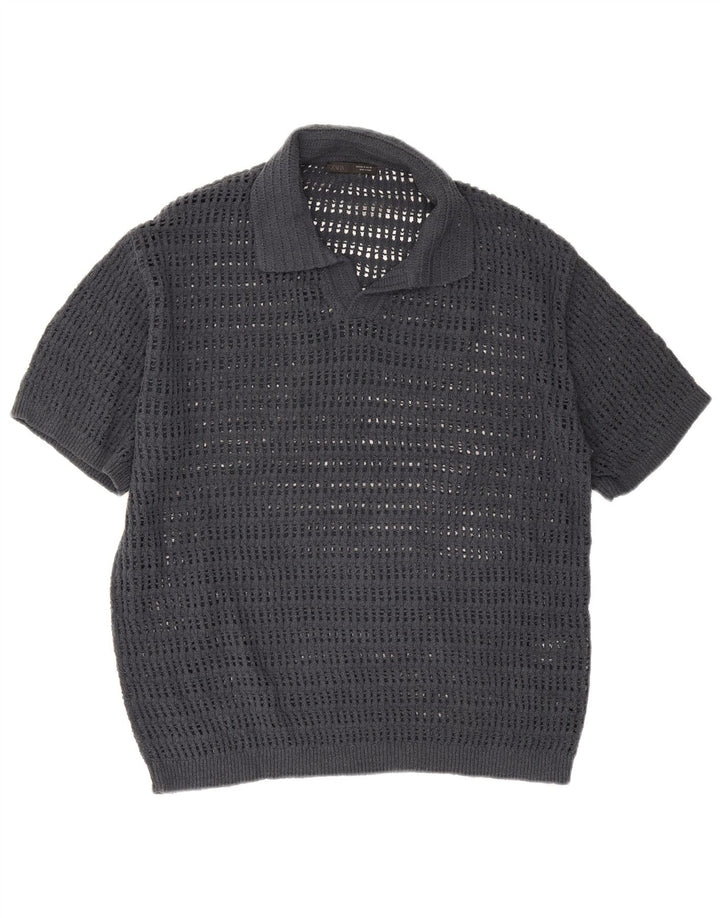 Zara herre poloshirt mellemgrå bomuld