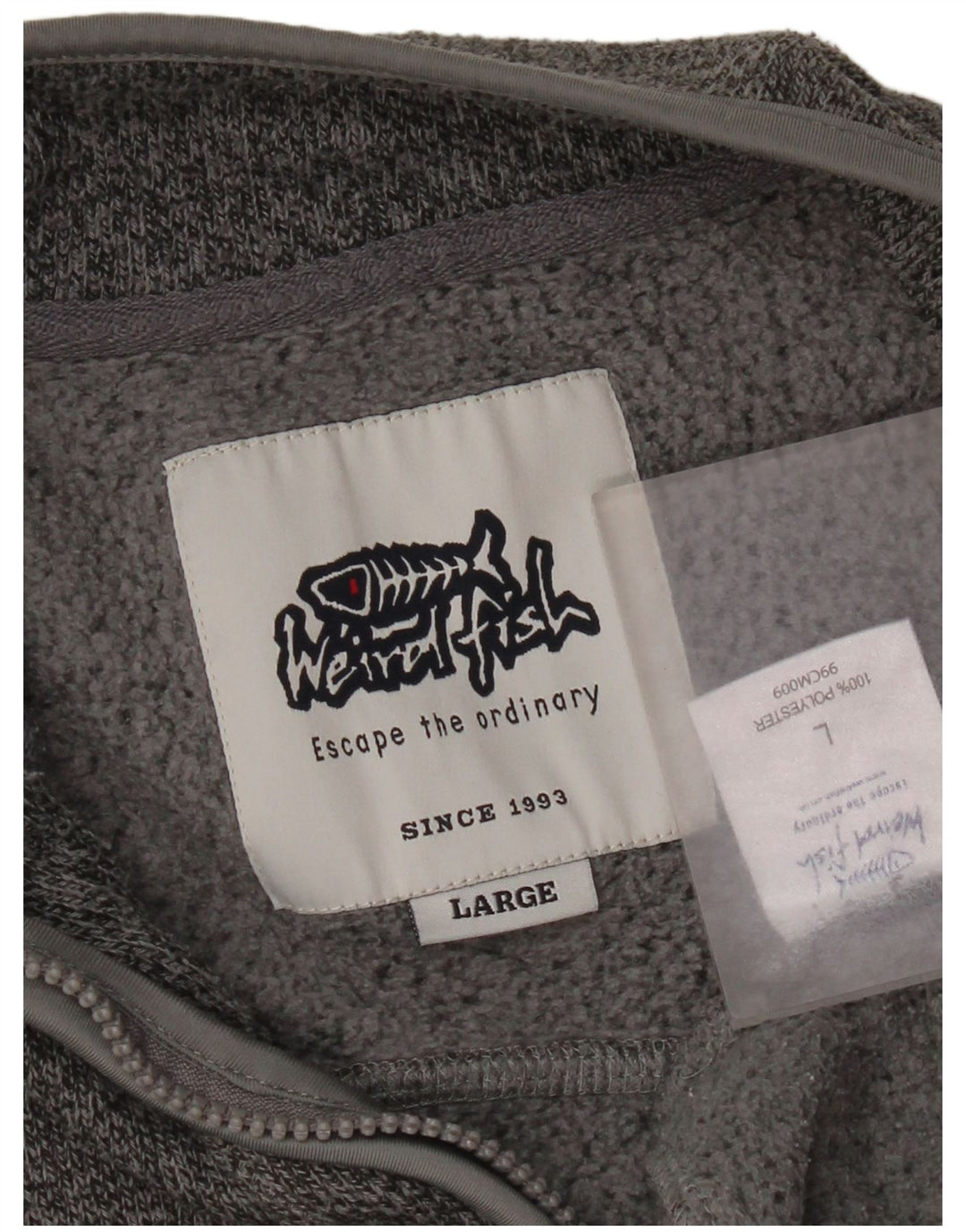 Weird Fish Herre Zip Neck Sweatshirt Jumper Large Grå Flecked Polyester