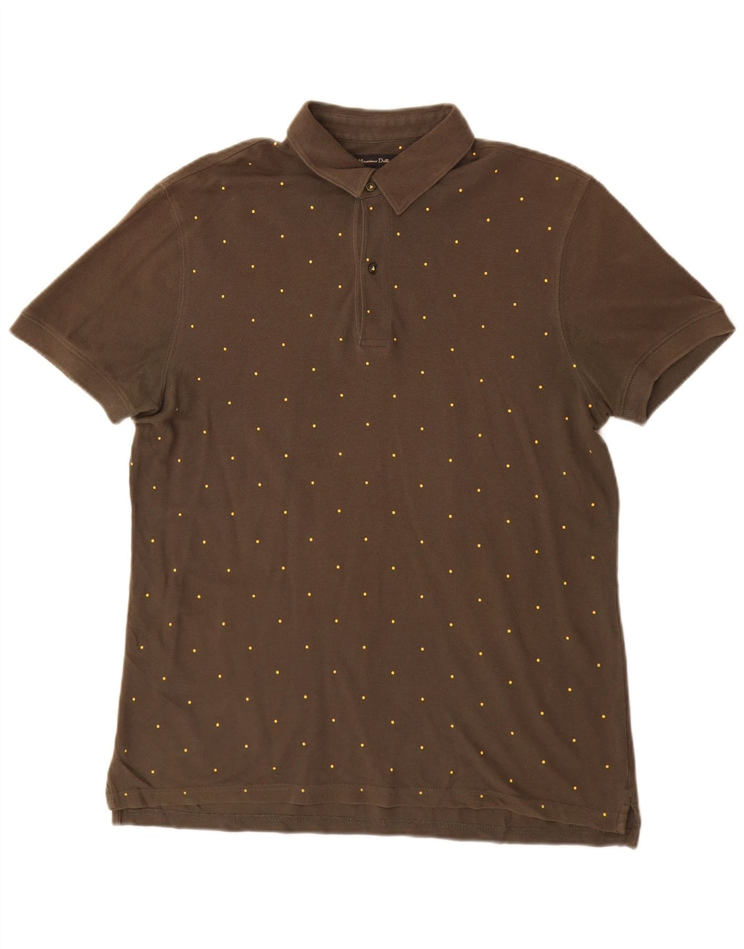 Massimo Dutti Herre Polo Shirt Large Khaki Spotted