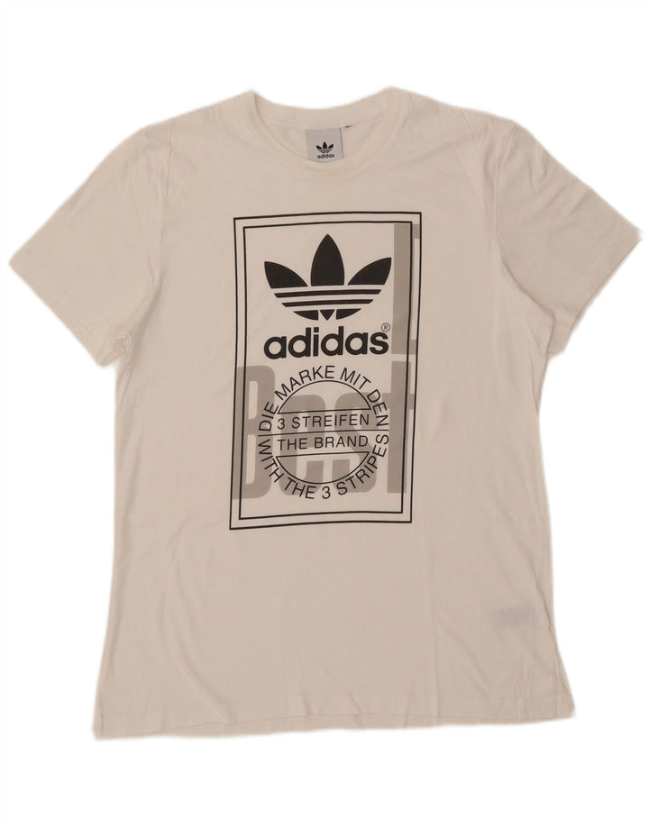 Adidas Grafisk T-shirt top til mænd, stor hvid bomuld