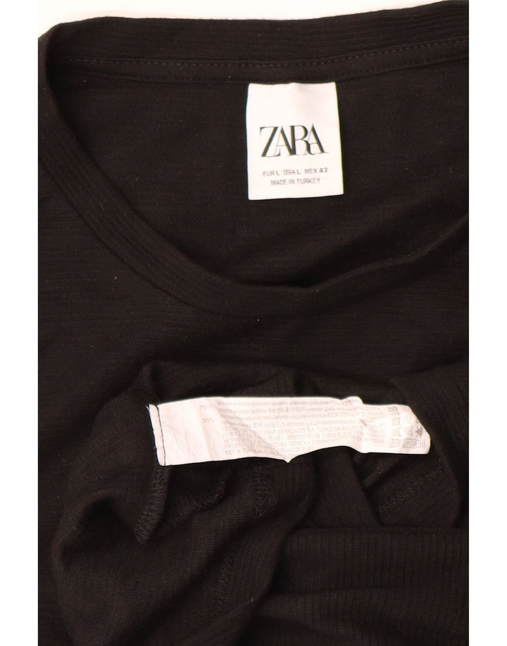 ZARA Herre T-Shirt Top Stor Sort Polyester