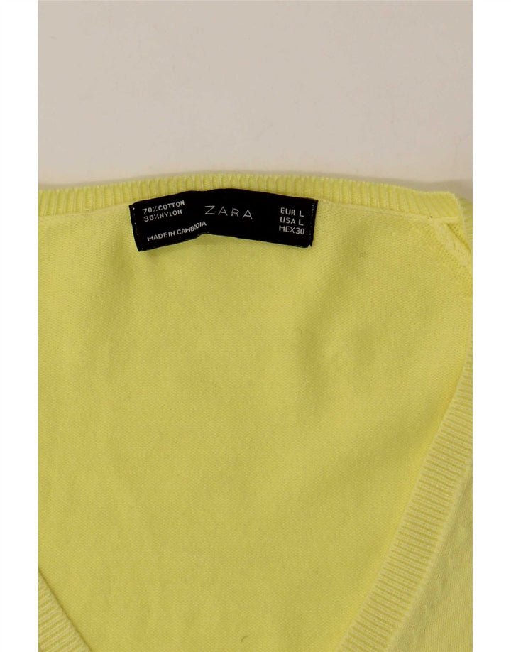 Zara Dame V-hals sweater UK 14 Stor Gul
