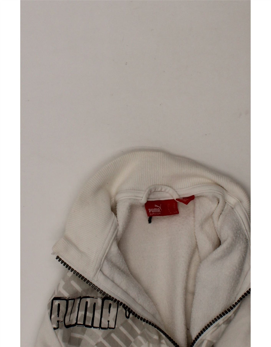 PUMA Boys Graphic Tracksuit Top Jacket 7-8 Years White Cotton Vintage Puma and Second-Hand Puma from Messina Hembry 
