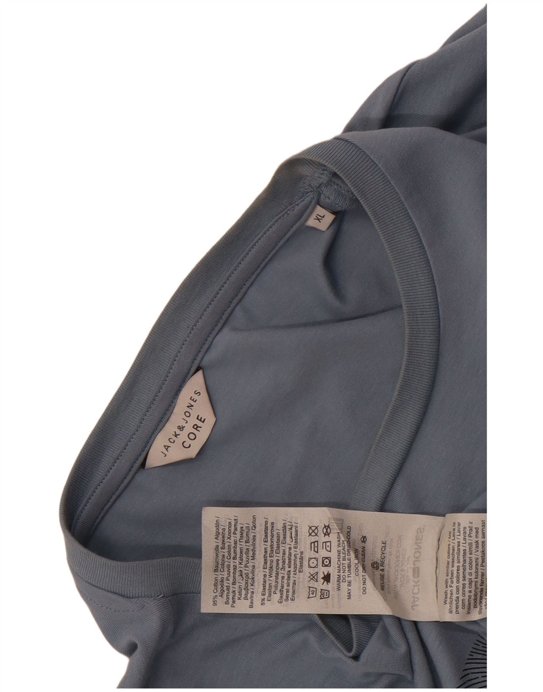 Jack & Jones Herre grafisk T-shirt Top XL Blå Bomuld