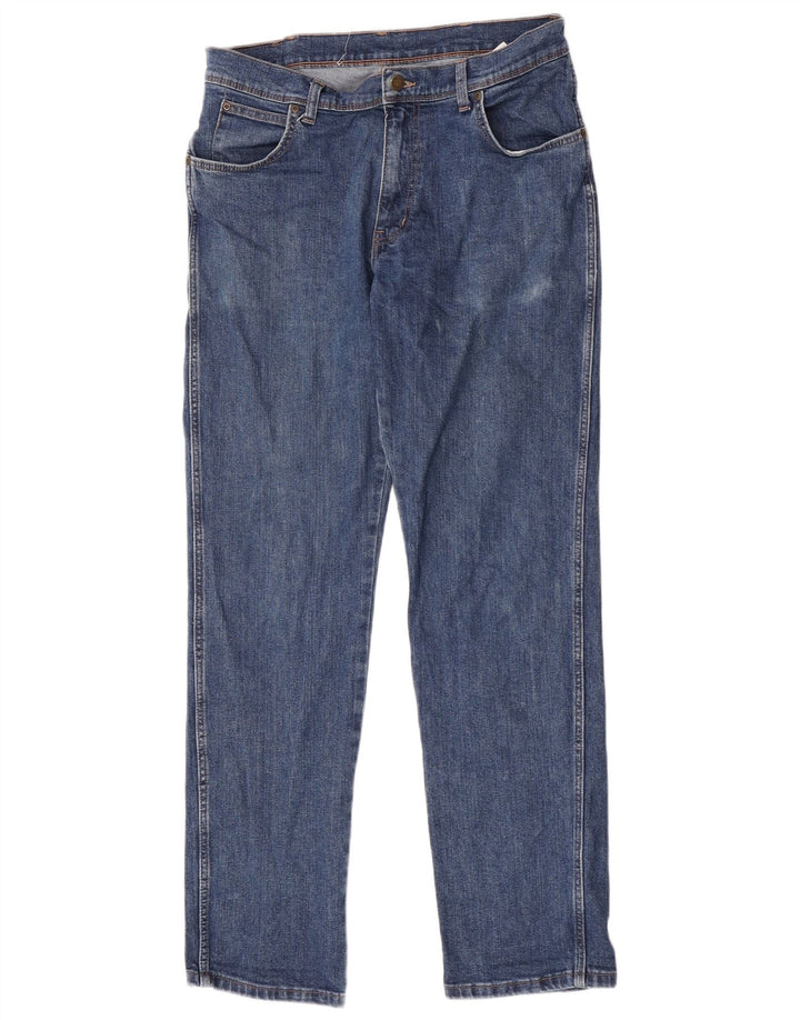 Wrangler Herre Regular Fit Straight Jeans W34 L34 Blå Bomuld