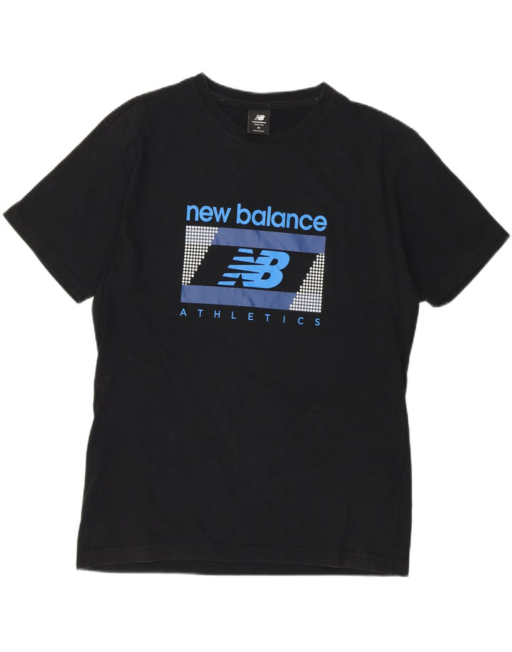 NEW BALANCE Mens Graphic T-Shirt Top Medium Black Vintage New Balance and Second-Hand New Balance from Messina Hembry 
