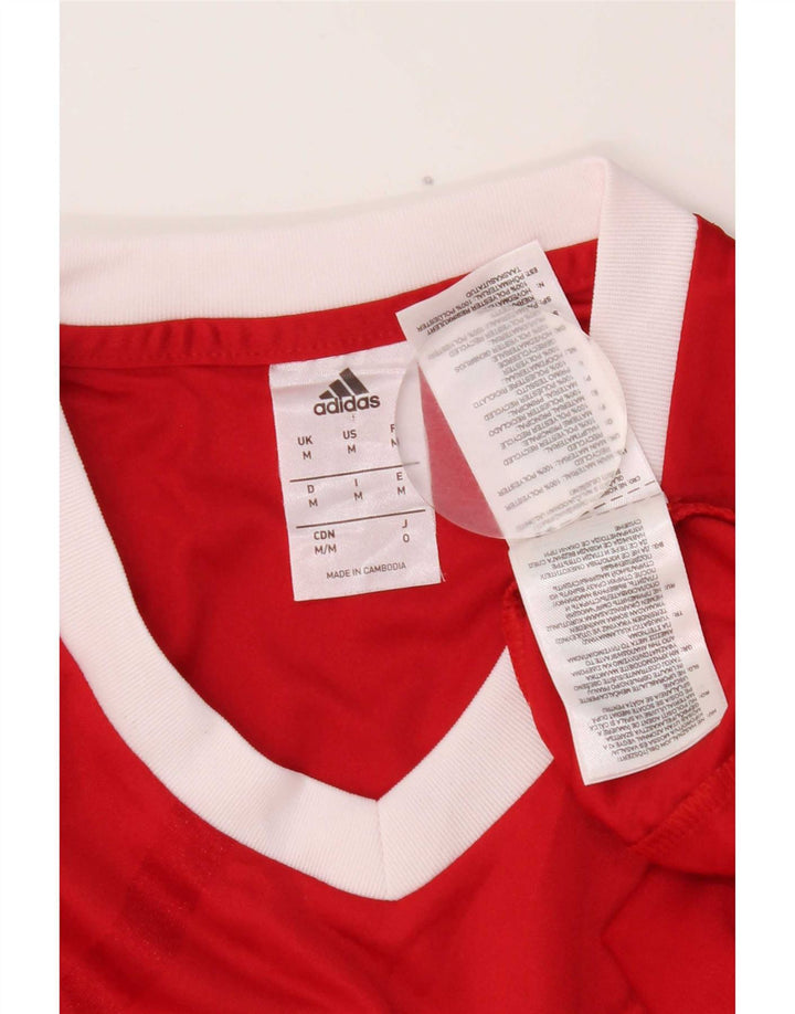 Adidas Herre Climalite T-Shirt Top Medium Rød Colourblock Polyester