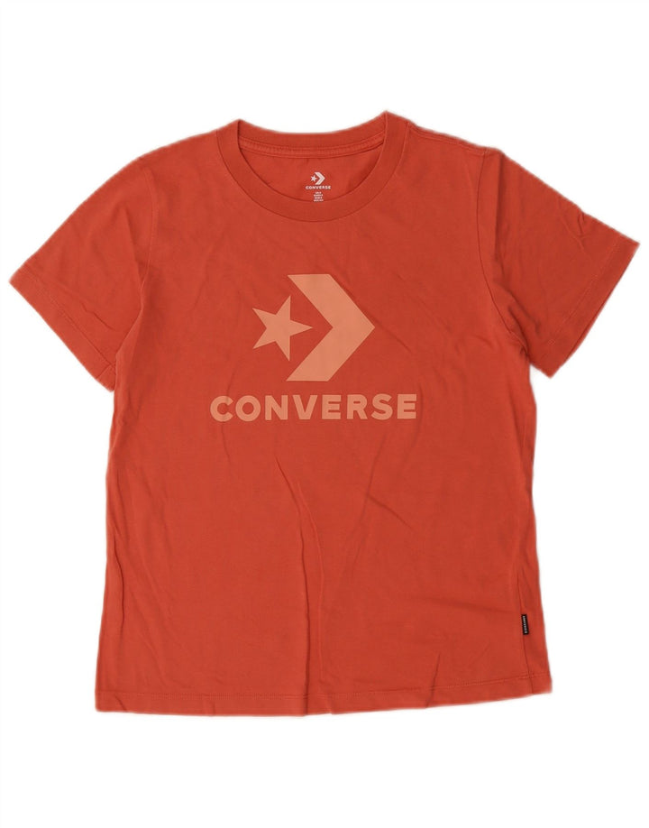 Converse Graphic T-Shirt Top UK 10 Small Orange Bomuld