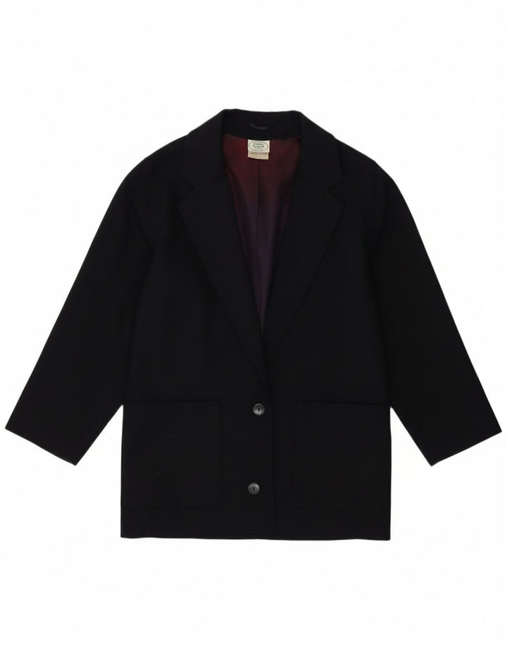 Laura Ashley Dame 2 Button Blazer Jacket UK 10 Small Navy Blue Wool