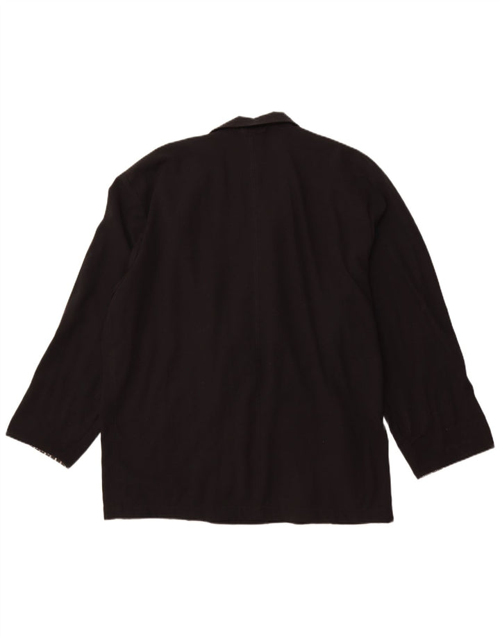 VINTAGE Dobbeltradet blazerjakke til mænd UK 42 XL Sort polyester