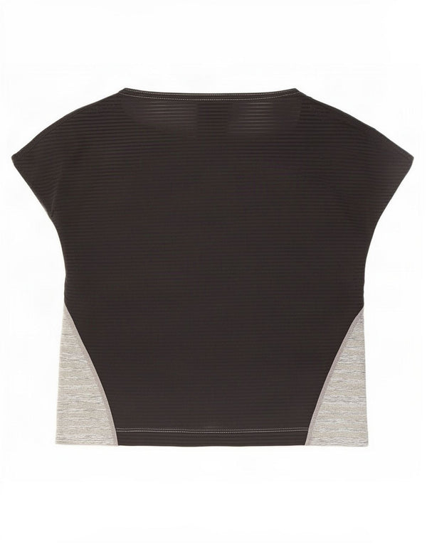 Nike Dame Dri Fit Crop T-Shirt Top UK 12 Medium Grey Colourblock