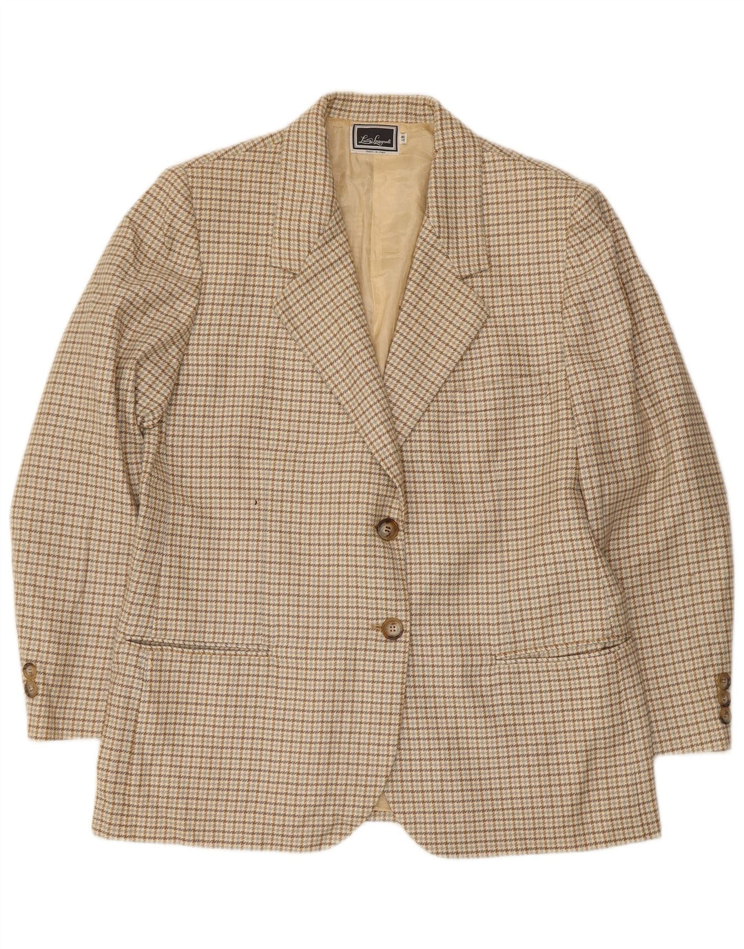 Luisa Spagnoli Dame 2-knaps blazerjakke IT 48 XL Beige Houndstooth