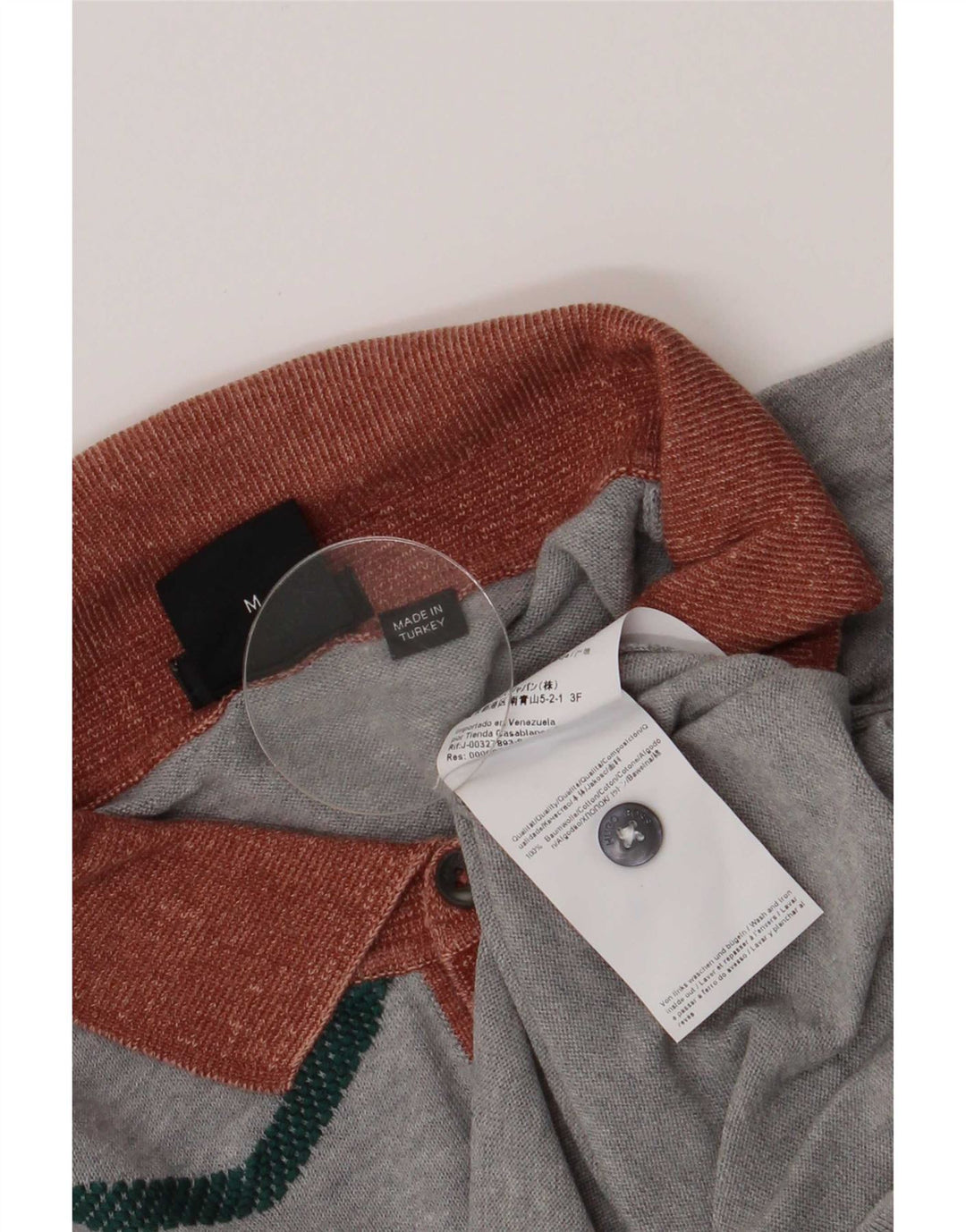 Hugo Boss Herre Kortærmet Polo Neck Jumper Sweater Medium Grå Chevron