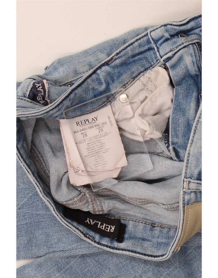 Replay Dame Straight Jeans W28 L28 Blå Bomuld