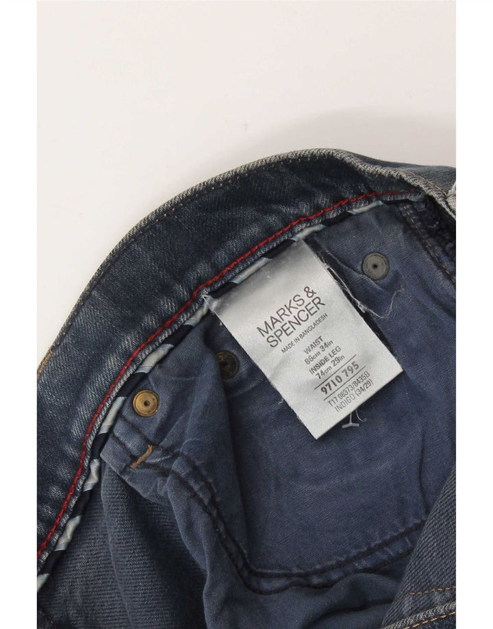 Marks & Spencer lige jeans til kvinder W34 L25 blå bomuld