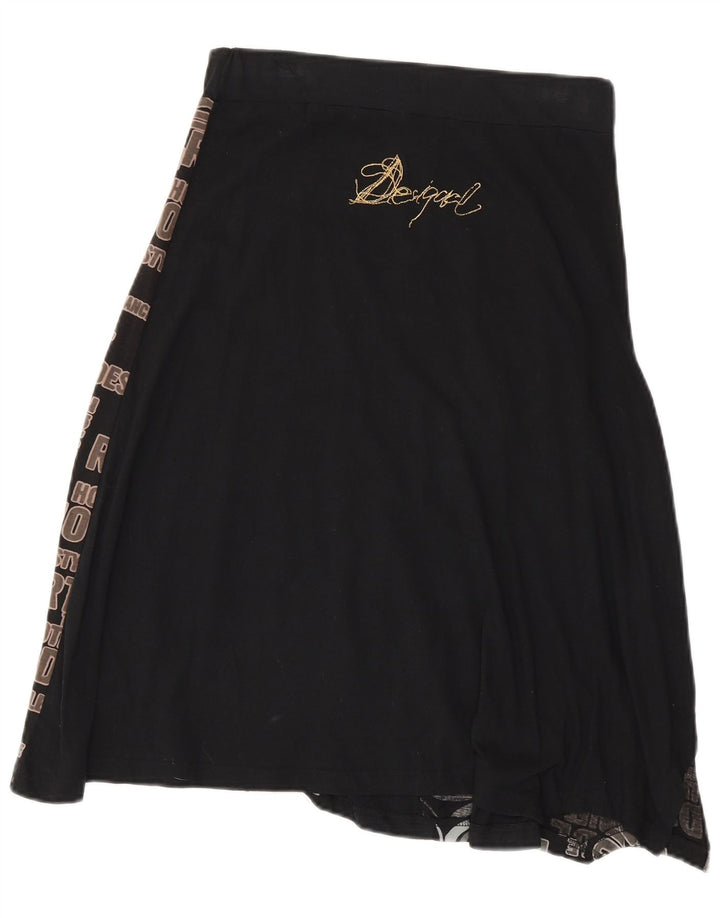 Desigual Kvinders Grafisk Asymmetrisk Nederdel Lille W27 Sort