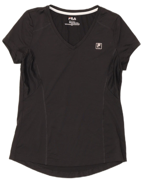 Fila Dame T-Shirt Top UK 6 XS Sort Polyester