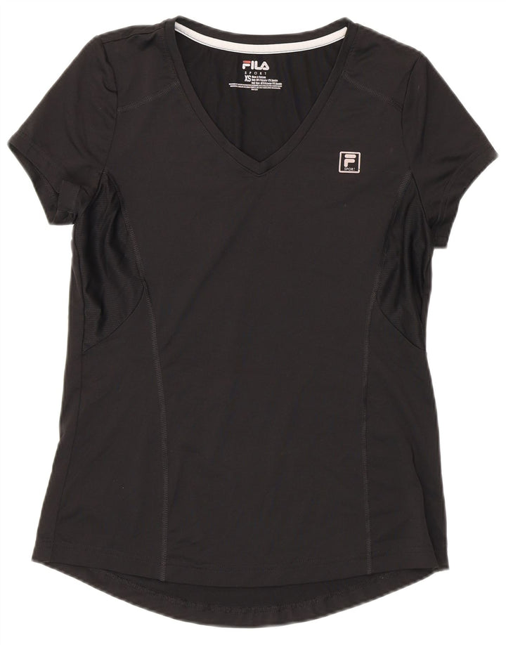 Fila Dame T-Shirt Top UK 6 XS Sort Polyester