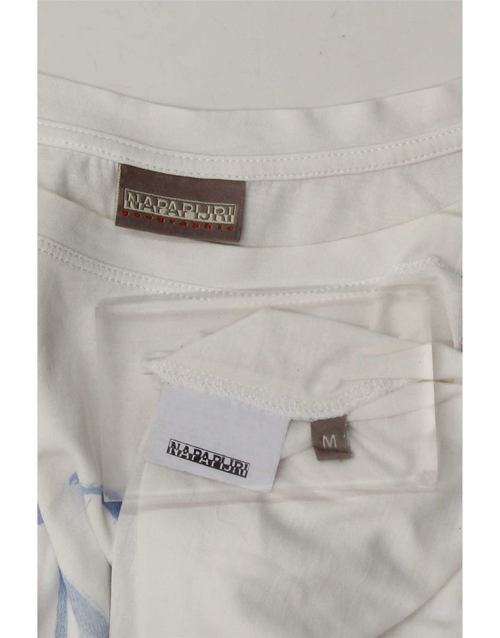 Napapijri Dame Grafisk T-Shirt Top UK 14 Medium White