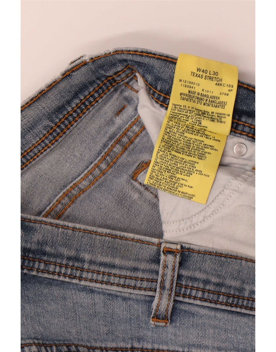 Wrangler Herre Texas Stretch Straight Jeans W40 L30 Blå Bomuld