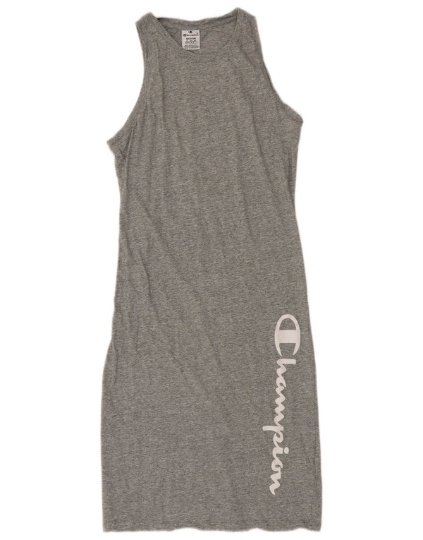 Champion Kvinders ærmeløs grafisk T-shirtkjole UK 12 Medium Grey Flecked