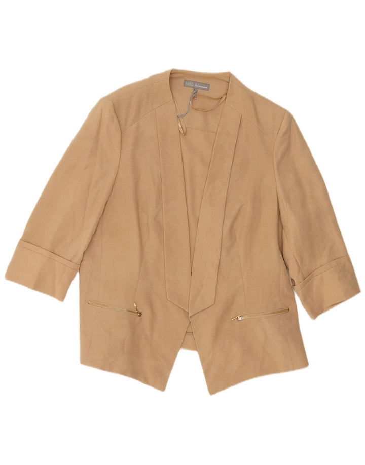 Marks & Spencer Dame 3/4 ærmet åben blazerjakke UK 20 2XL Beige