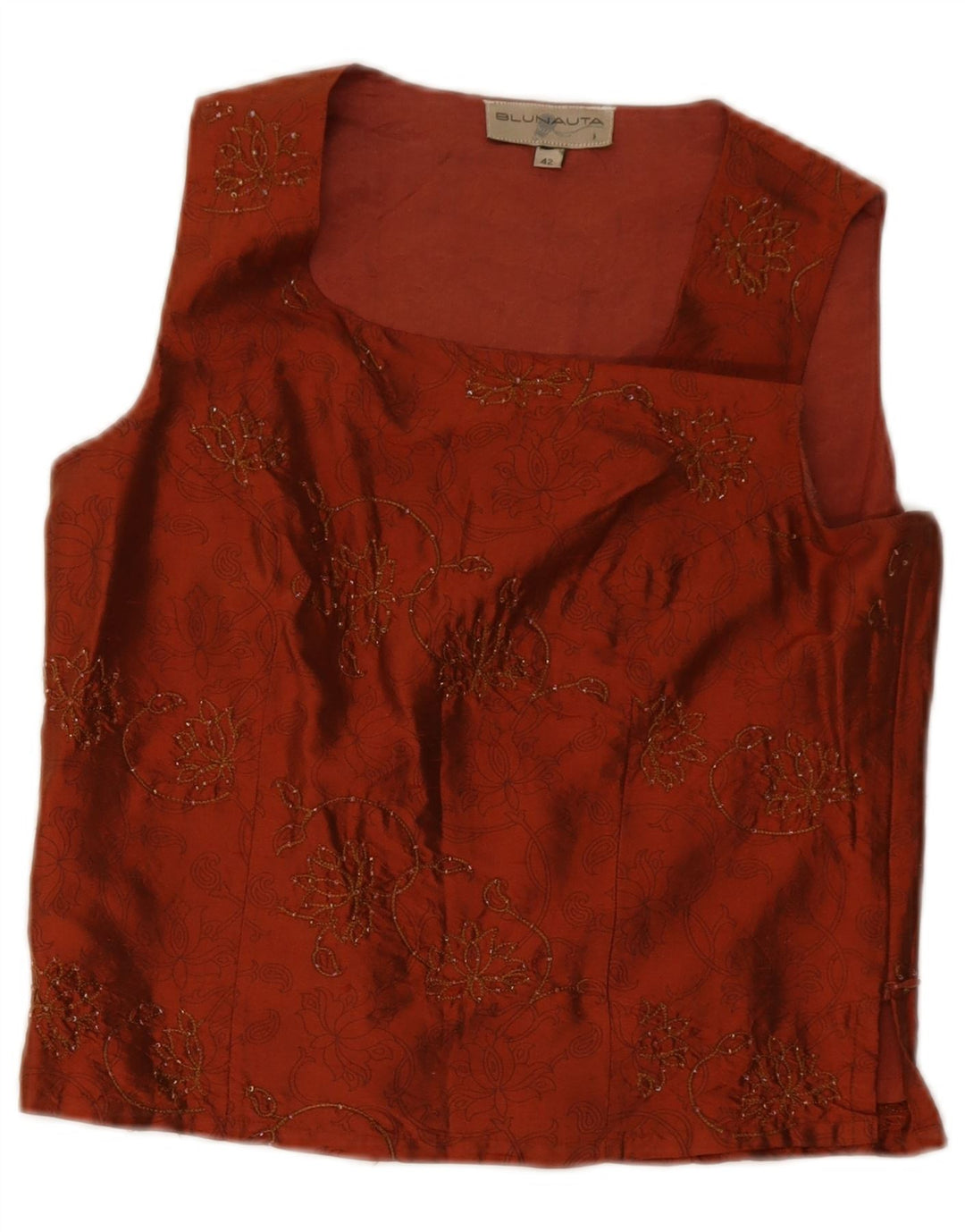 Blunauta Dame 4-knap 3-delt sæt IT 42 Medium W28 Orange Floral Silke