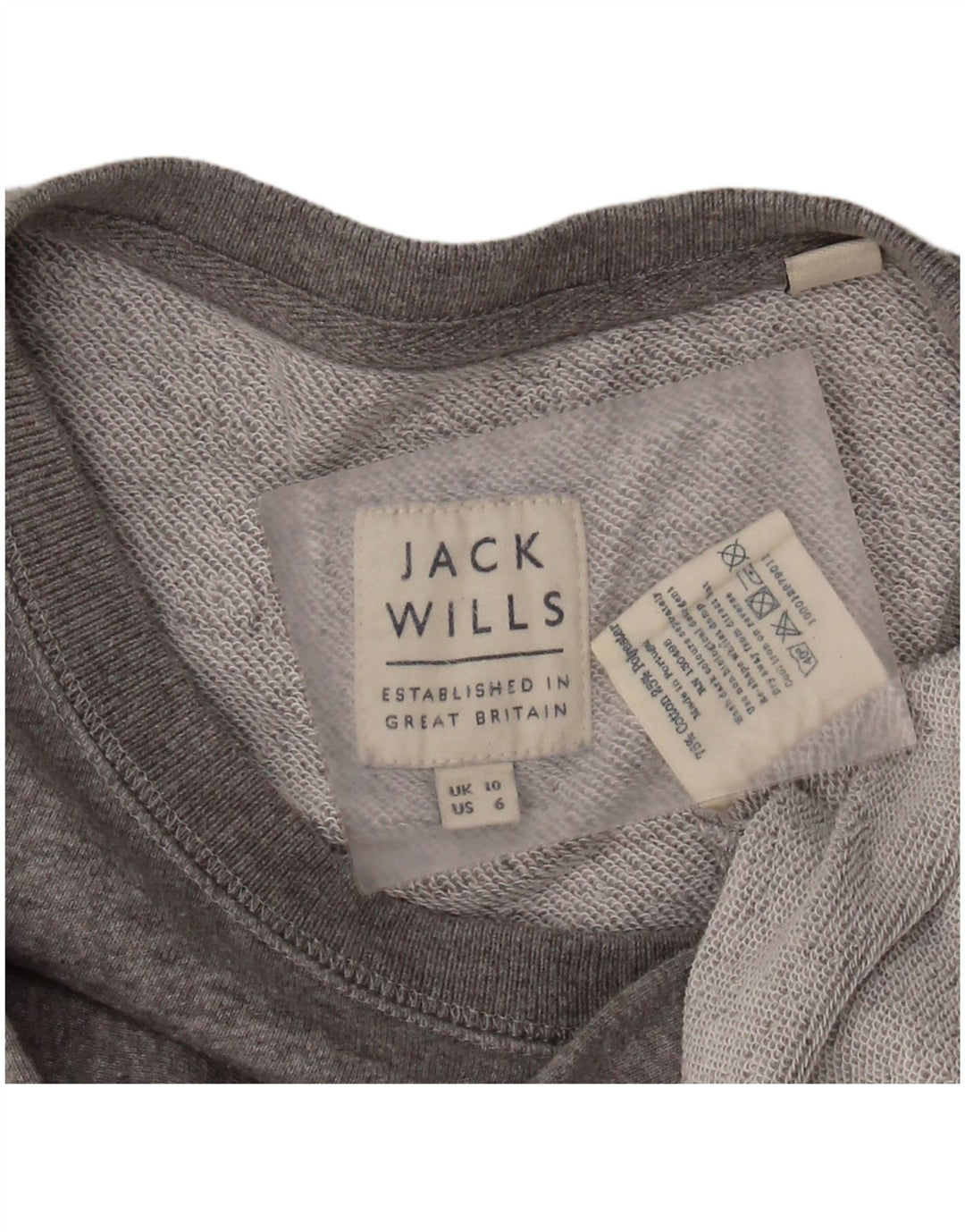 JACK WILLS Dame Grafisk Sweatshirt Jumper UK 10 Lille Grå Bomuld