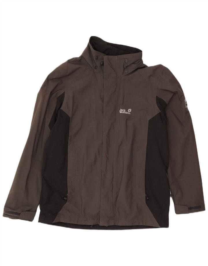 Jack Wolfskin Regnjakke til mænd UK 36/38 Medium Brown Colourblock Polyamid