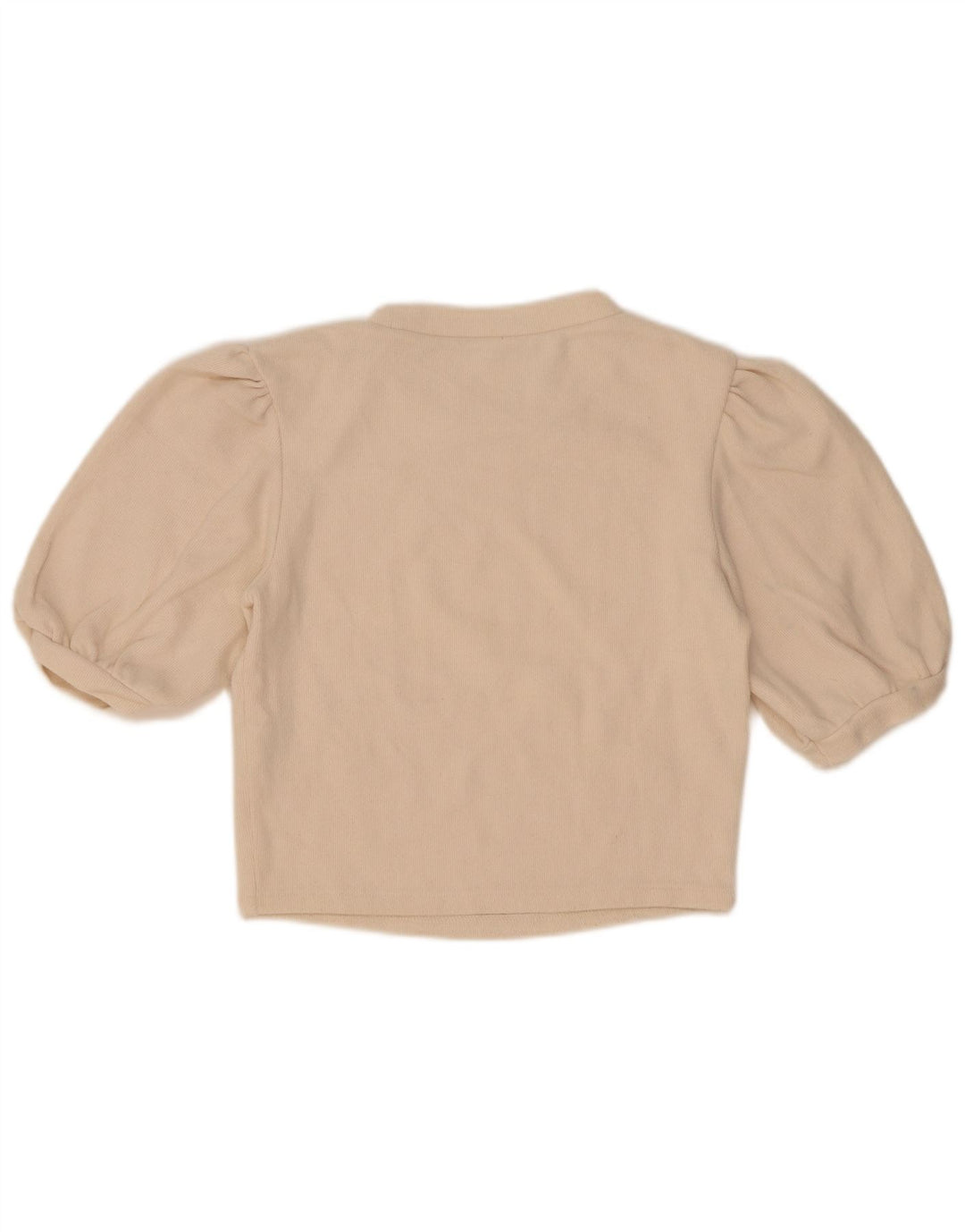 Zara Womens Crop Bluse Top UK 10 Small Beige Bomuld