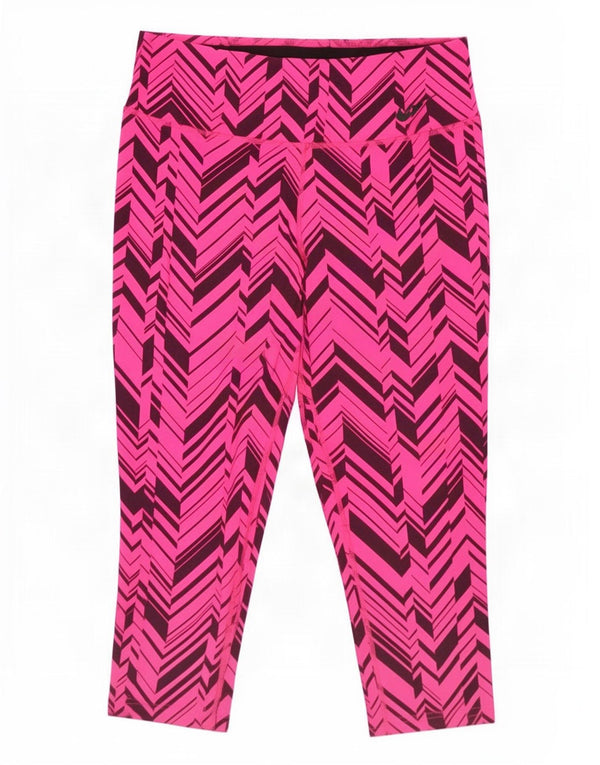 Nike Dame Dri Fit Capri Leggings UK 14 Medium Pink Geometrisk Nylon