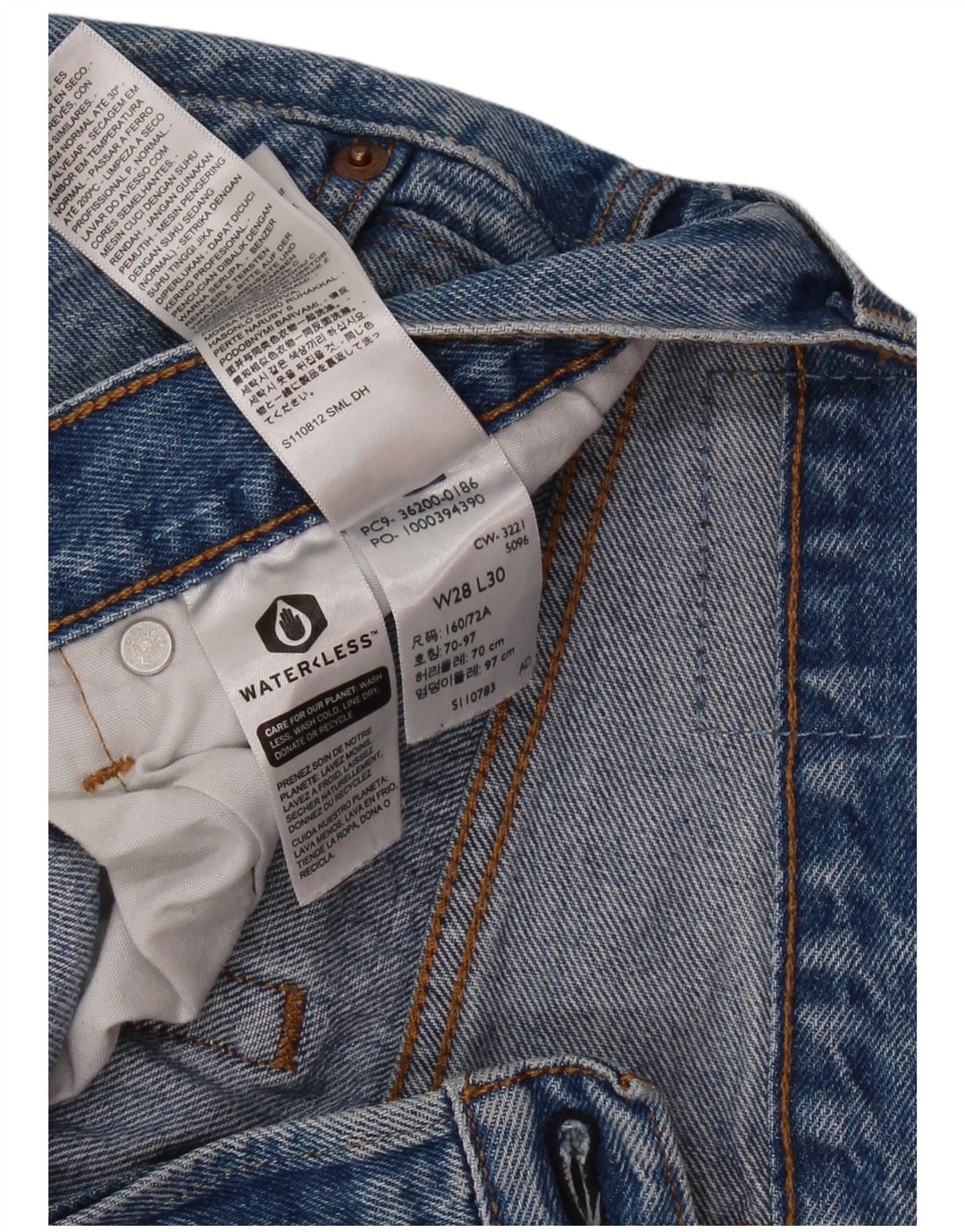 LEVI'S Herre 501 Straight Jeans W28 L30 Blå Bomuld