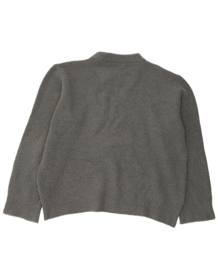 Zara Dame Oversized Crew Neck Jumper Sweater UK 14 Medium Grå Akryl