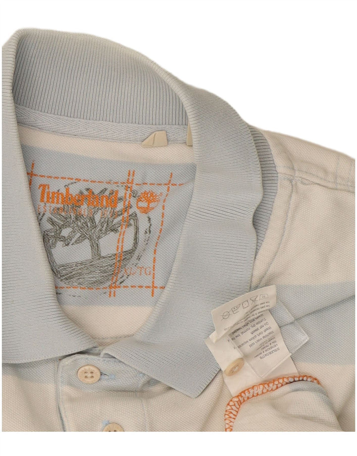 Timberland herre poloshirt XL blå stribet bomuld