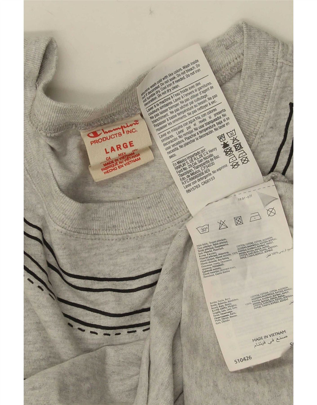 Champion Herre Grafisk T-Shirt Top Stor Grå Bomuld