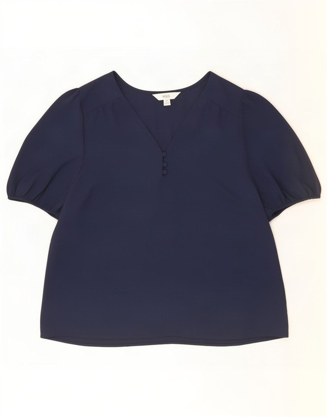Marks & Spencer Damebluse Top UK 14 Medium Navy Blue Polyester