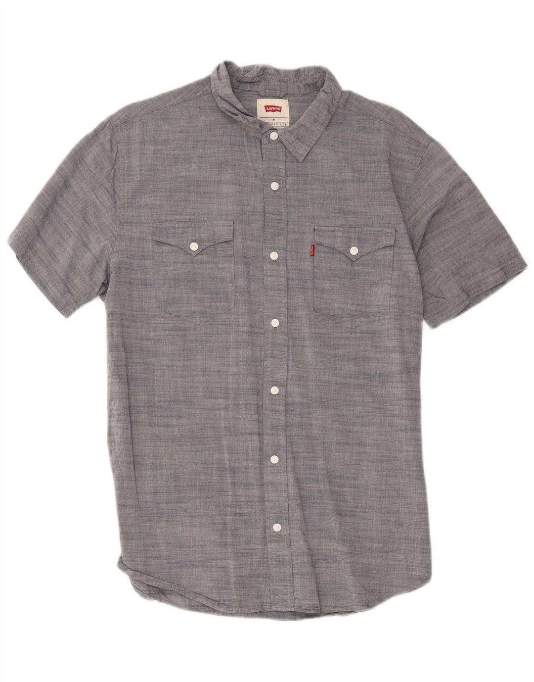Levi's Kortærmet Herreskjorte Medium Grey Flecked Bomuld