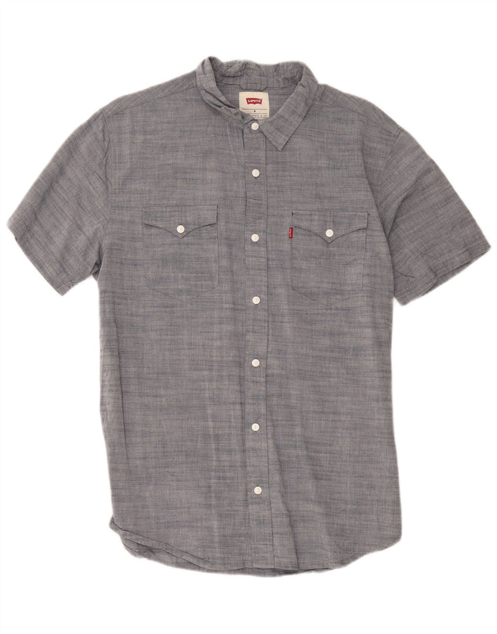 Levi's Kortærmet Herreskjorte Medium Grey Flecked Bomuld