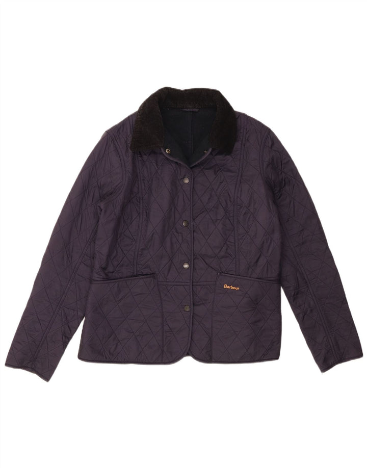 Barbour Quiltet jakke til kvinder UK 14 Large Navy Blue Colourblock