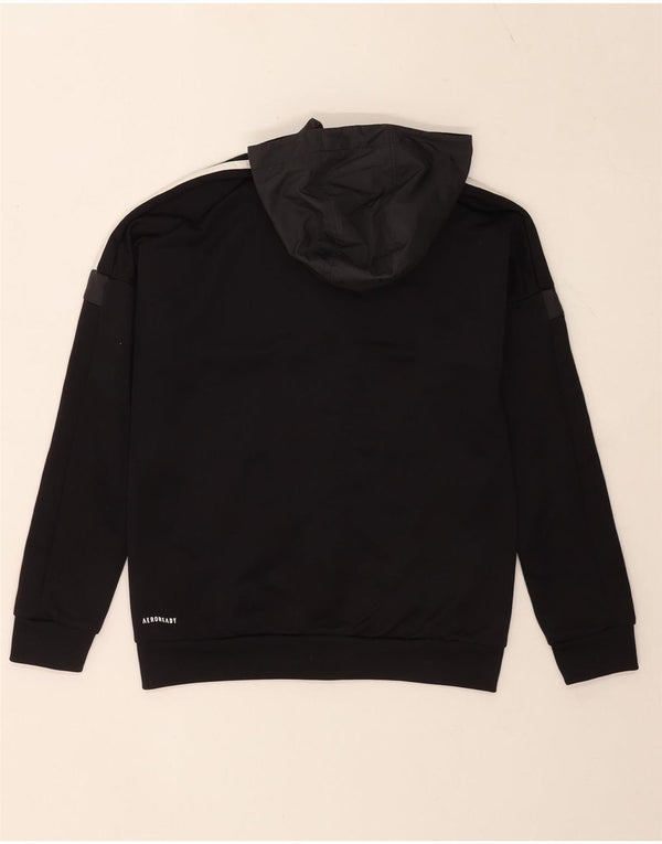 Adidas Boys Aeroready hættetrøje med lynlås 11-12 år Sort Colourblock