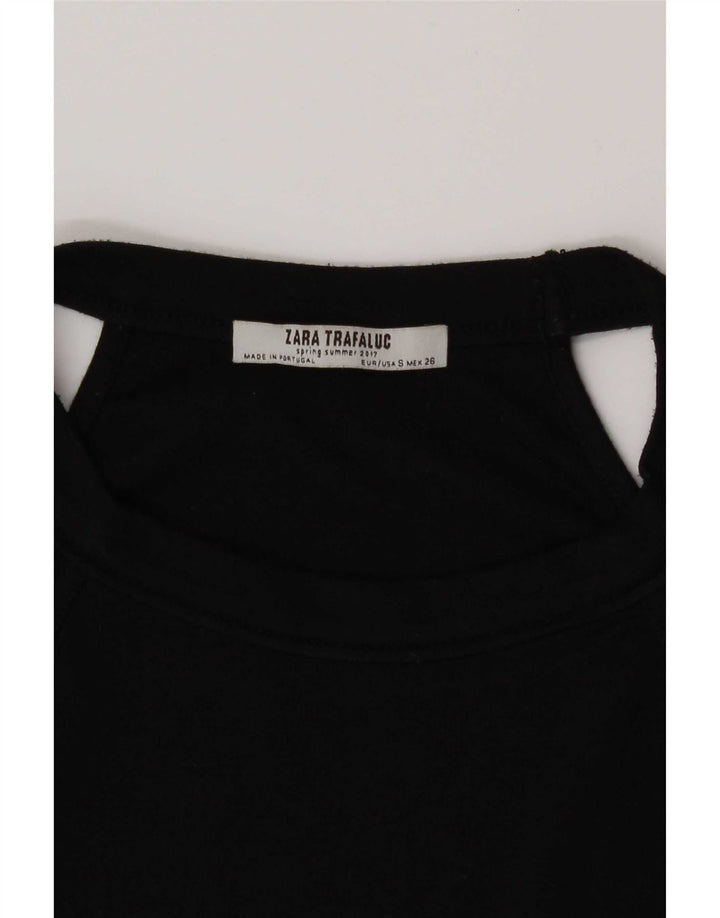 Zara Womens Crop Halter Top UK 8 Small Black