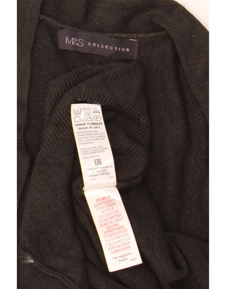 Marks & Spencer Womens Open Cardigan Sweater UK 14 Medium Black Acryl