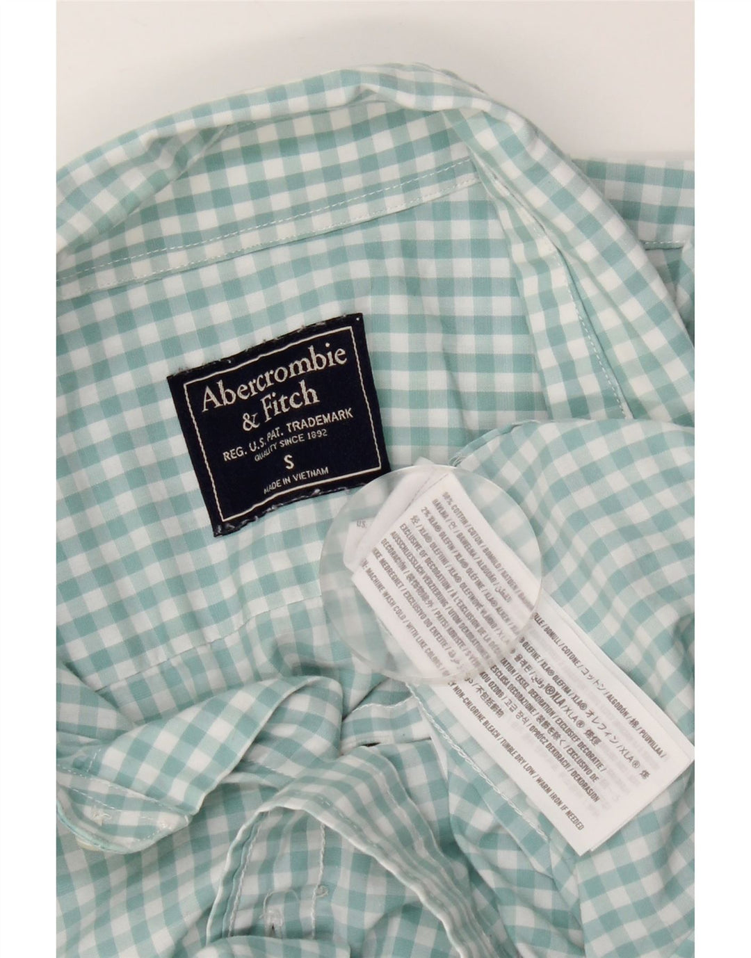 Abercrombie & Fitch herreskjorte lille grøn Gingham bomuld