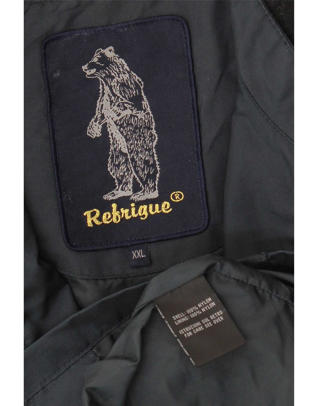 Refrigue Herre Bomber Jacket UK 44 2XL Navy Blue Colourblock Nylon