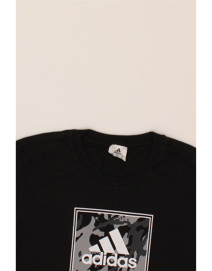 ADIDAS Mens Graphic T-Shirt Top Small Black Vintage Adidas and Second-Hand Adidas from Messina Hembry 